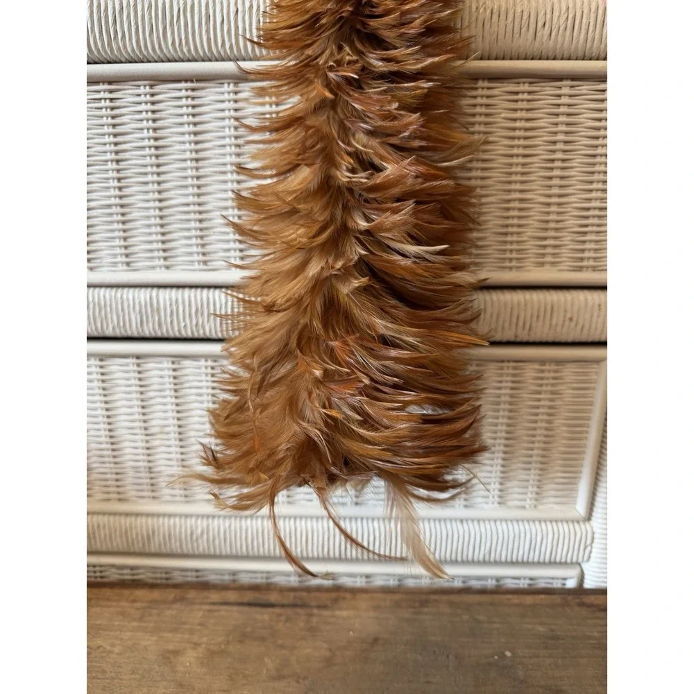 Vintage Chinese Chicken Feather Duster w/ Hooked Bamboo Handle 24-26